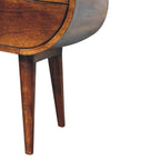 Solid Wood Large Chestnut Circular Bedside with 2 Drawers