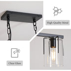 3-Light Matte Black Linear Pendant Light