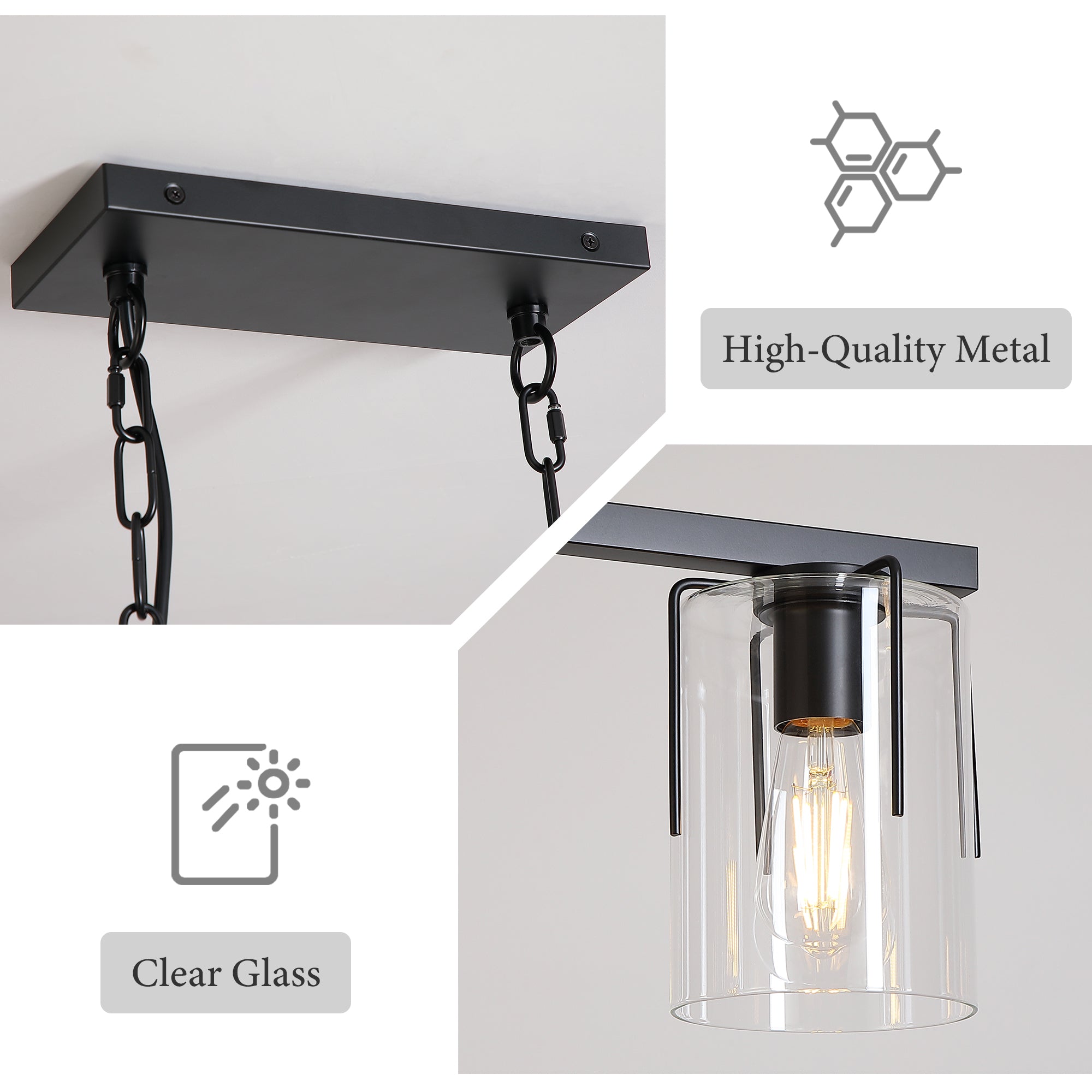 3-Light Matte Black Linear Pendant Light