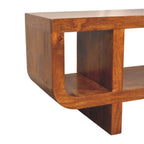 Solid Wood Orion Curved Media Unit, 3 Open Slots, Chestnut