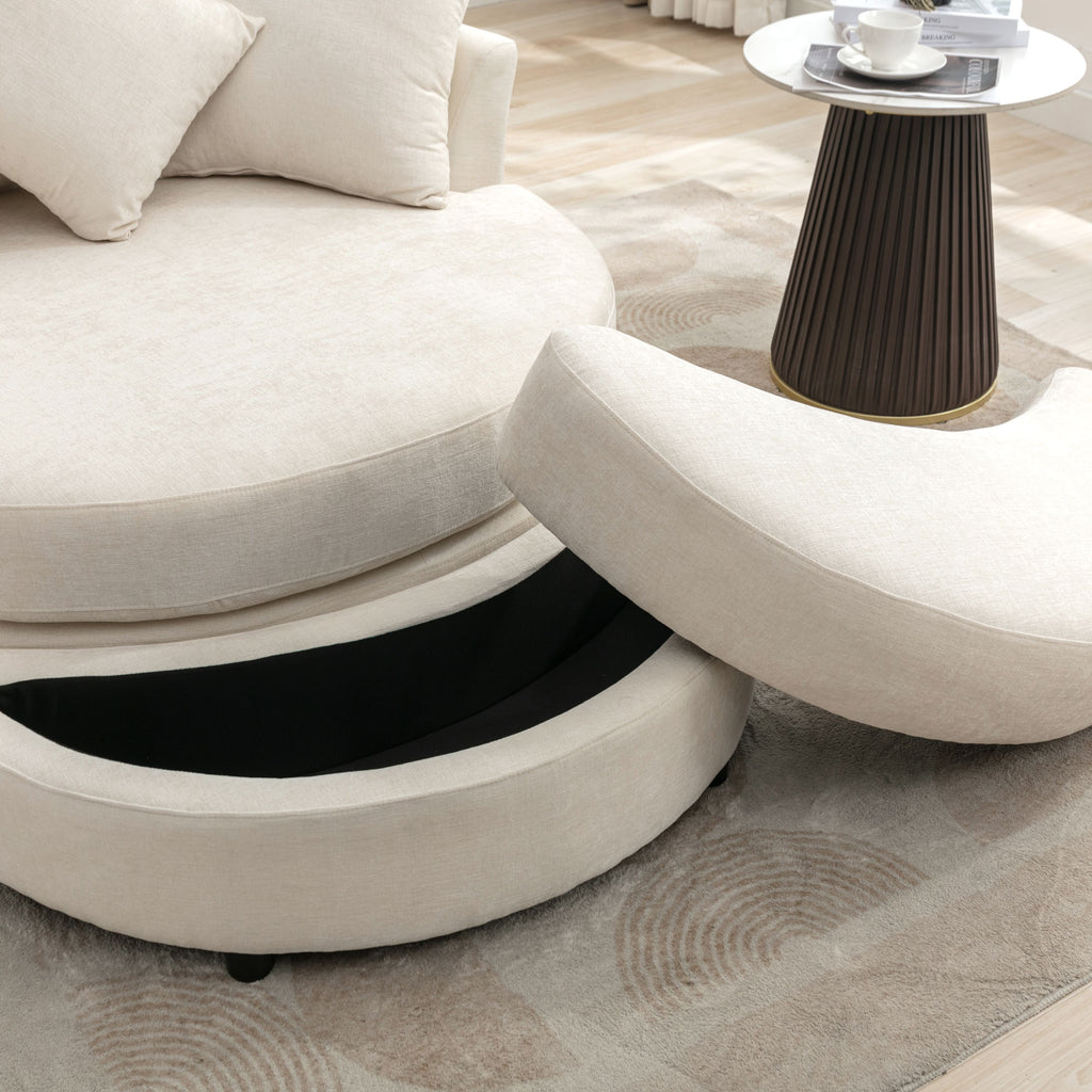Orisfur 360° Swivel Accent Barrel Chair with Storage Ottoman