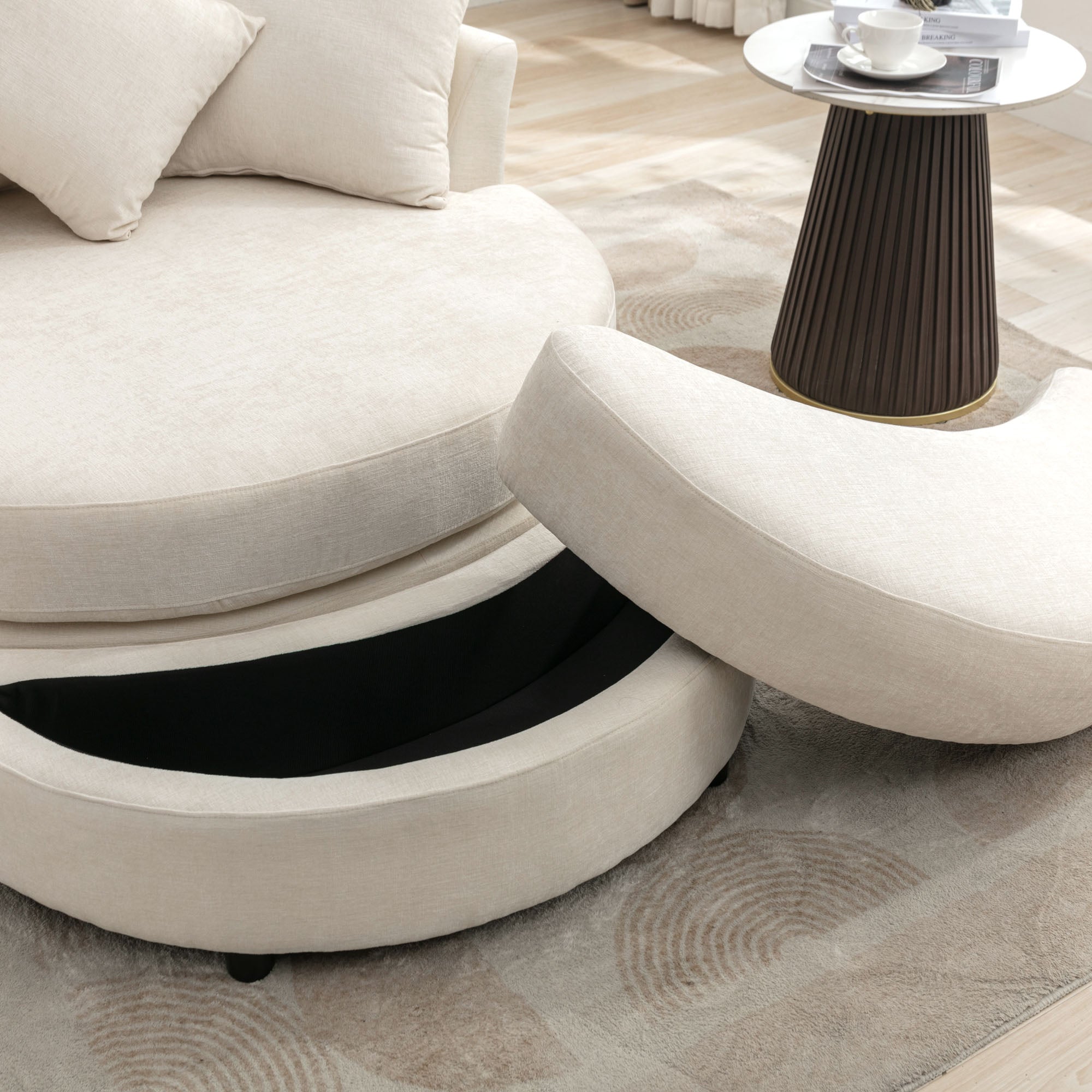 Orisfur 360° Swivel Accent Barrel Chair with Storage Ottoman