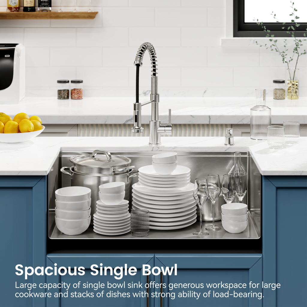 Stainless Steel Kitchen Sink, 30″x19″ Single Bowl