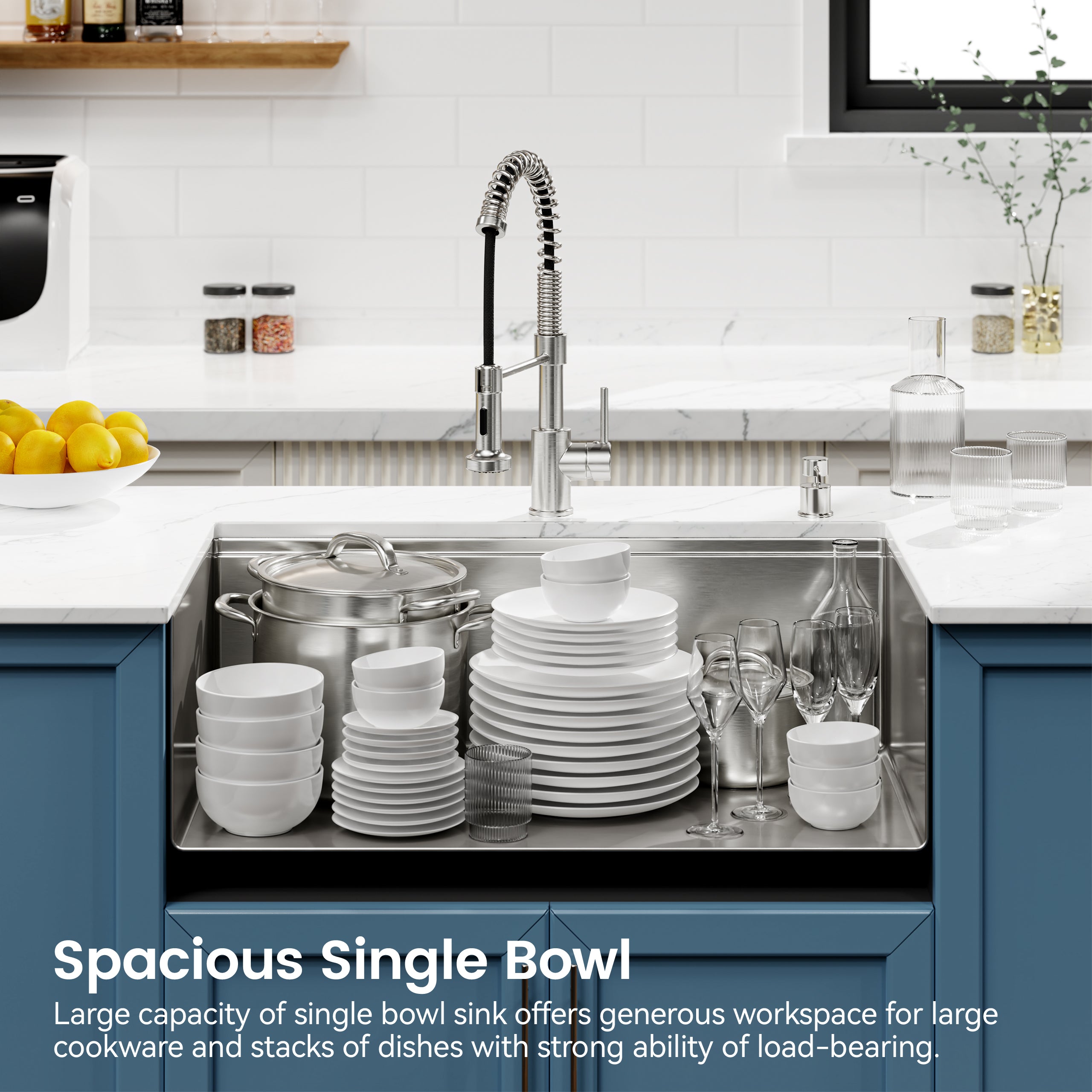 Stainless Steel Kitchen Sink, 30″x19″ Single Bowl