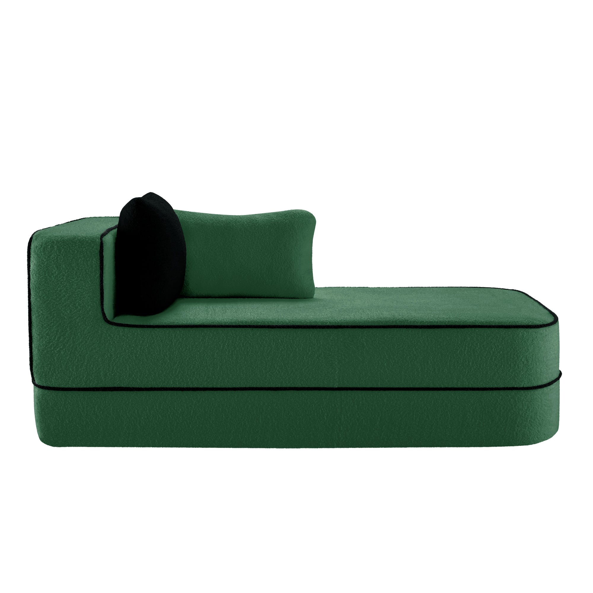 Elysees Right Chaise Sofa with Pillows Teddy Fabric - Green