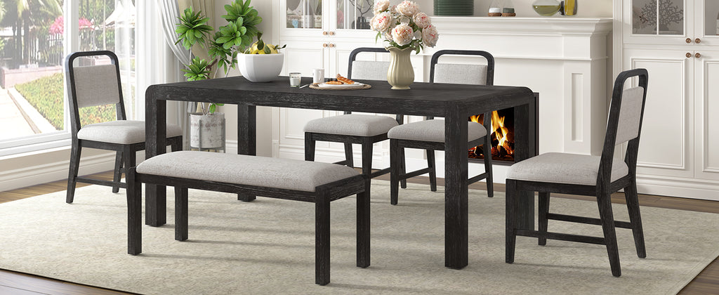 TREXM Vintage Extendable Dining Table Set for 4-6