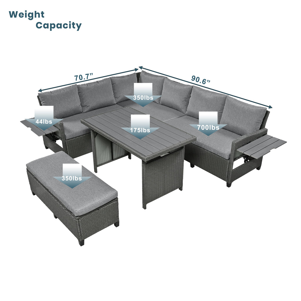 TOMAX 5-Piece Outdoor Patio Rattan Sofa Set