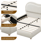 King Size Upholstered Platform Bed Frame with Rounded Corners
