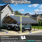 Heavy Duty Carport 20x20 Shelter