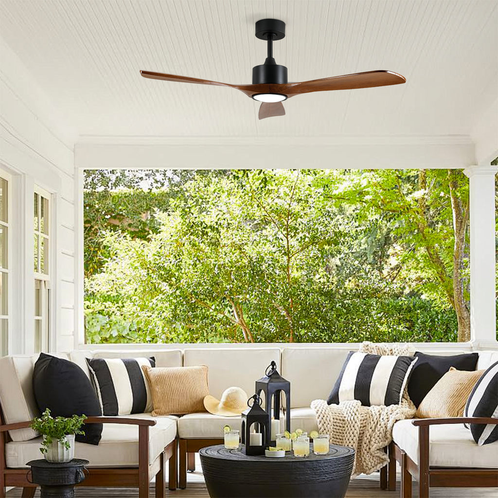 52 Inch Solid Wood Ceiling Fan With Light Kit