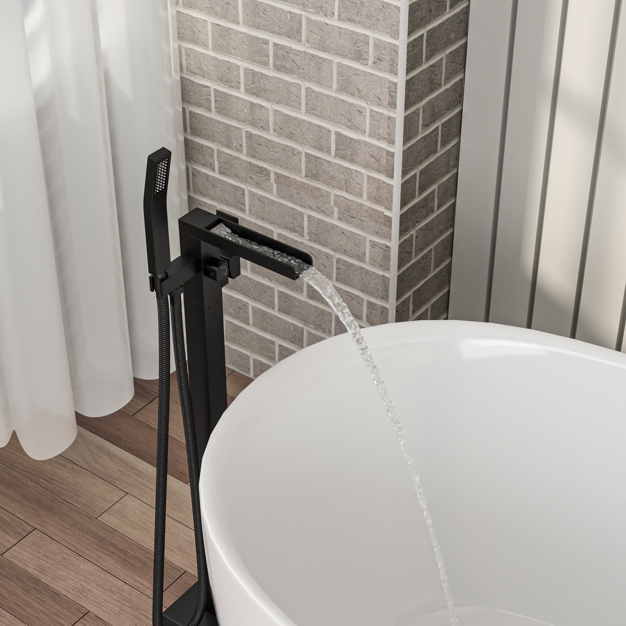 Freestanding Bathtub Faucet Waterfall Tub Filler Matte