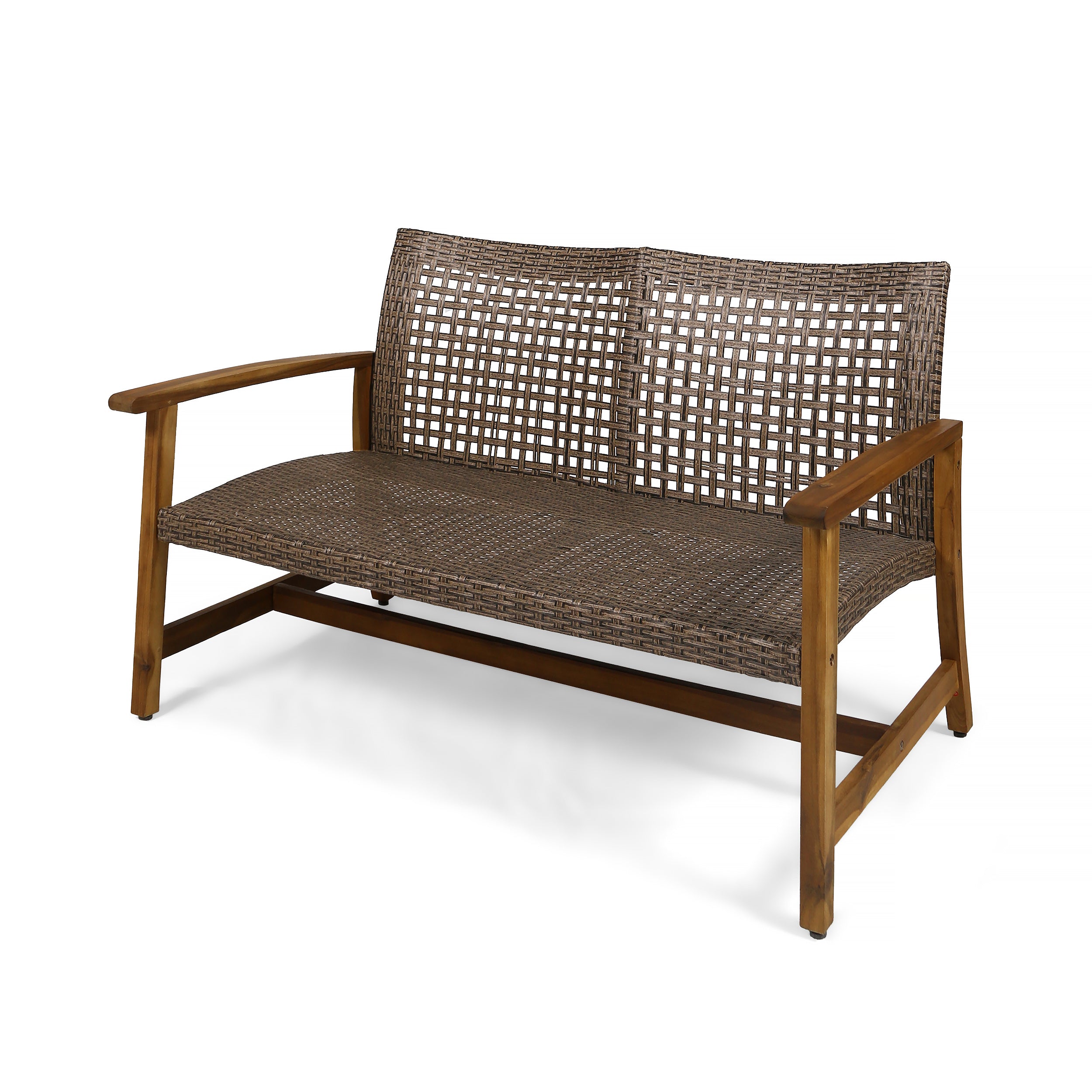 Hampton Outdoor Acacia Wood Wicker Loveseat