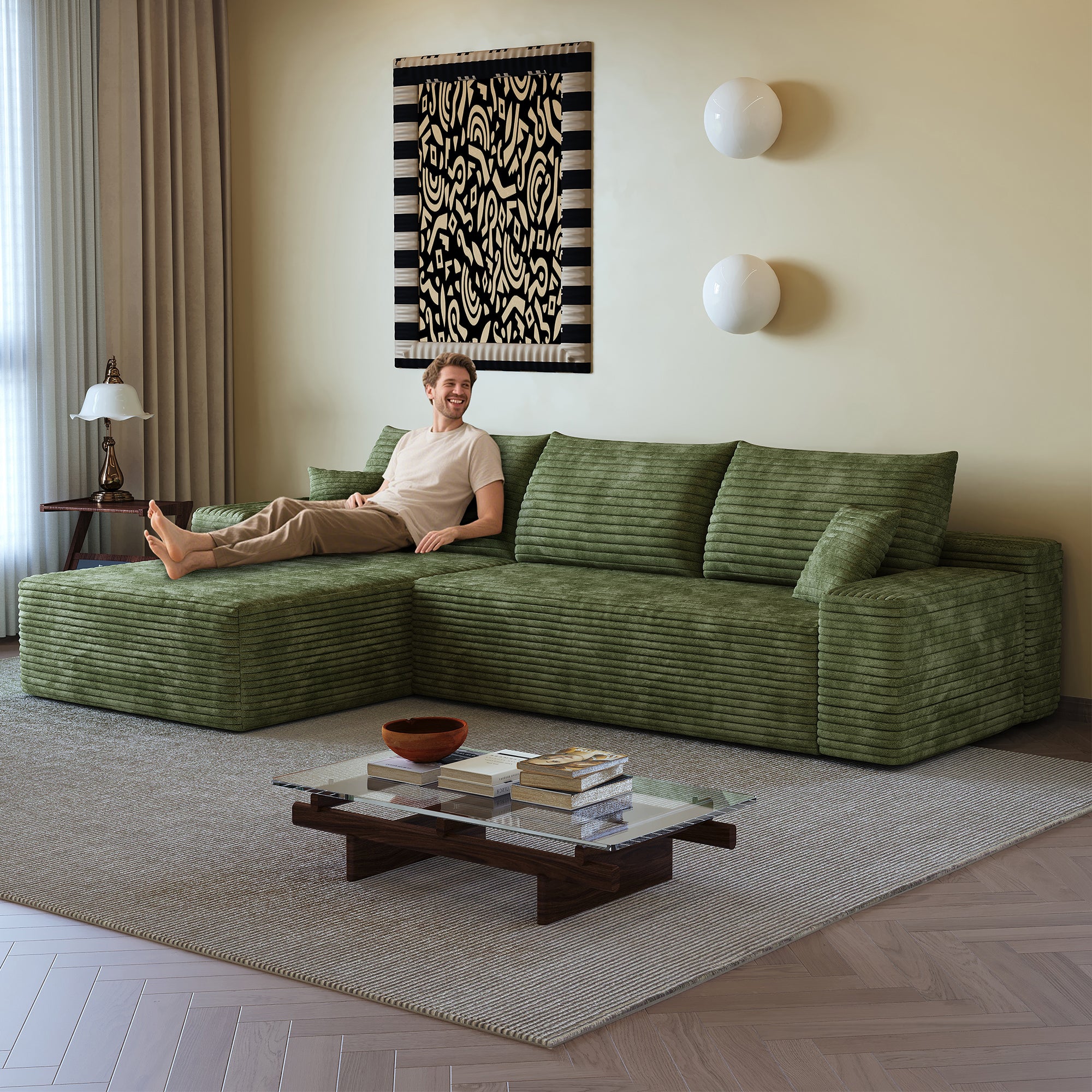 107" Cloud Sectional Couch with L-Shape Chaise