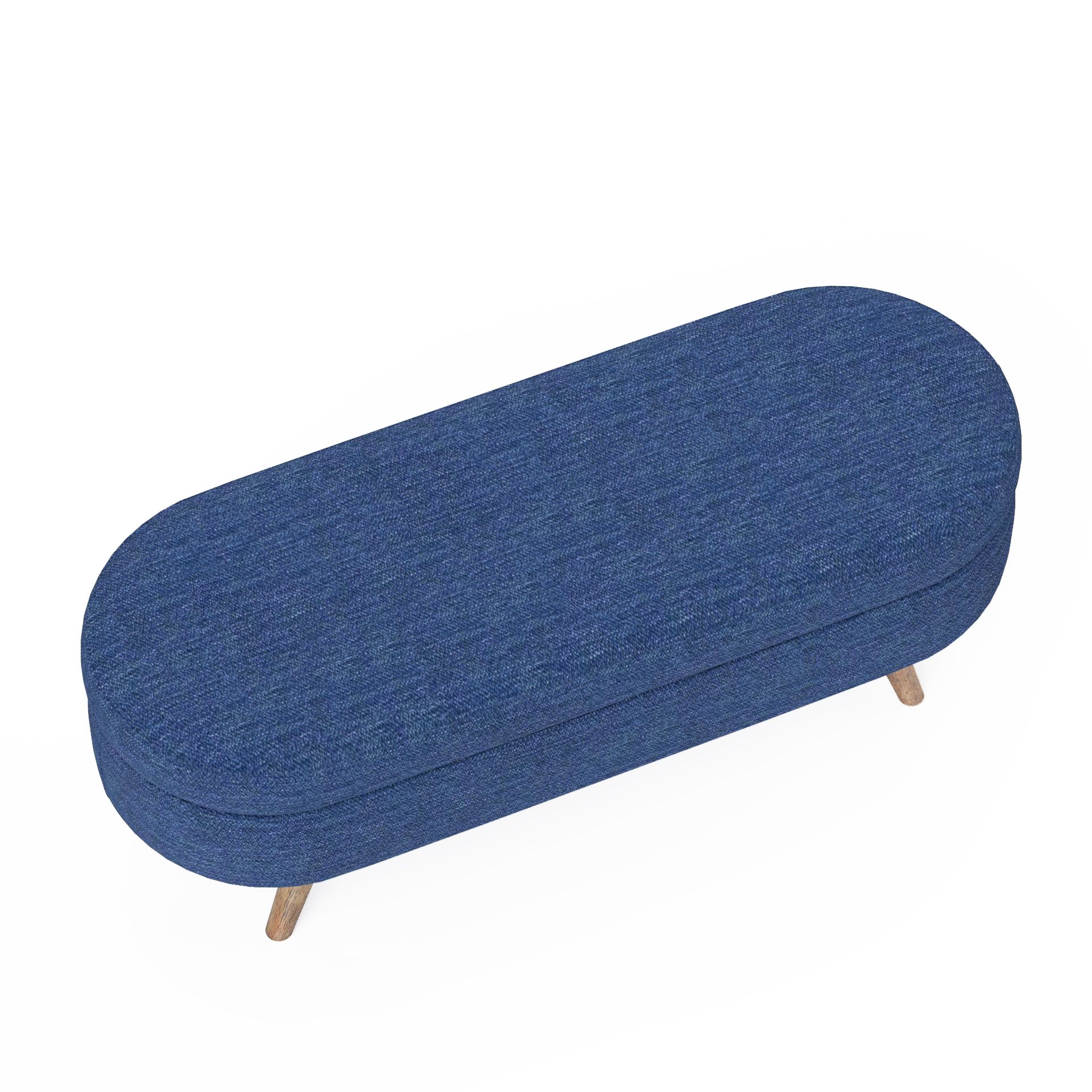 Blue Oval Storage Bench with Rubber Wood Legs