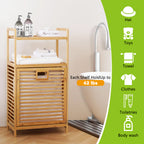 Laundry Hamper with 2-Tier Shelves & Tilt-Out Basket