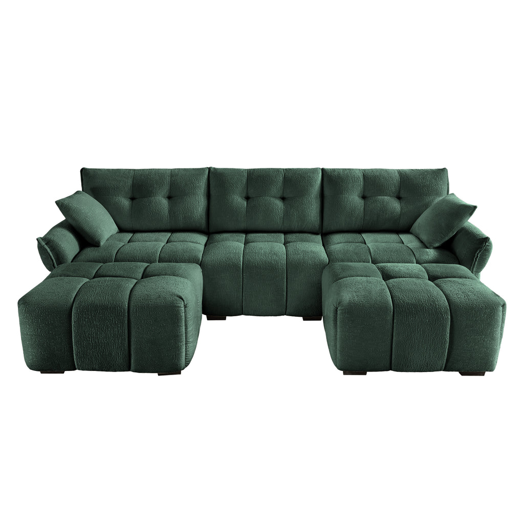 3 Seater Sofa Set With Ottoman And Throw Pillows