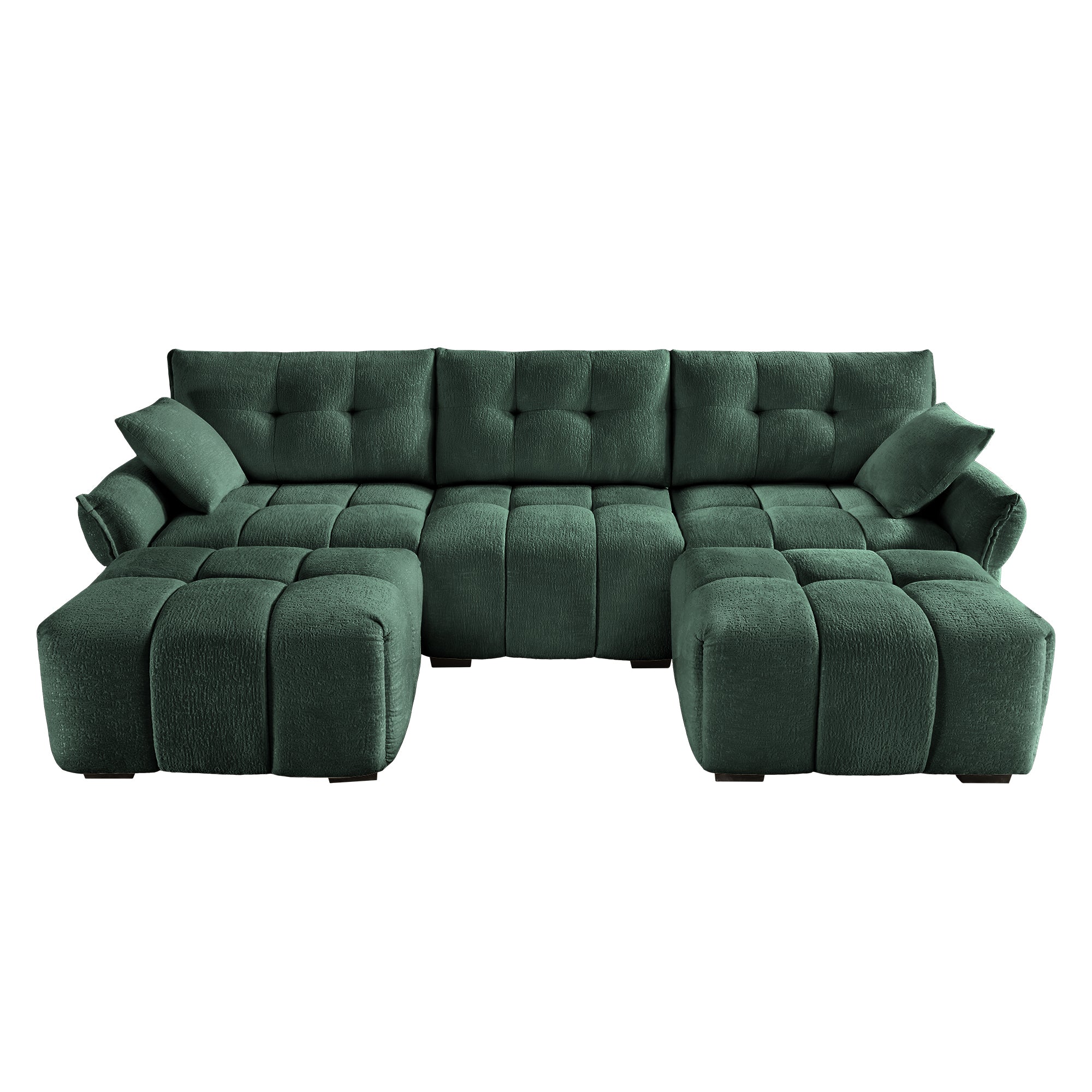 3 Seater Sofa Set With Ottoman And Throw Pillows