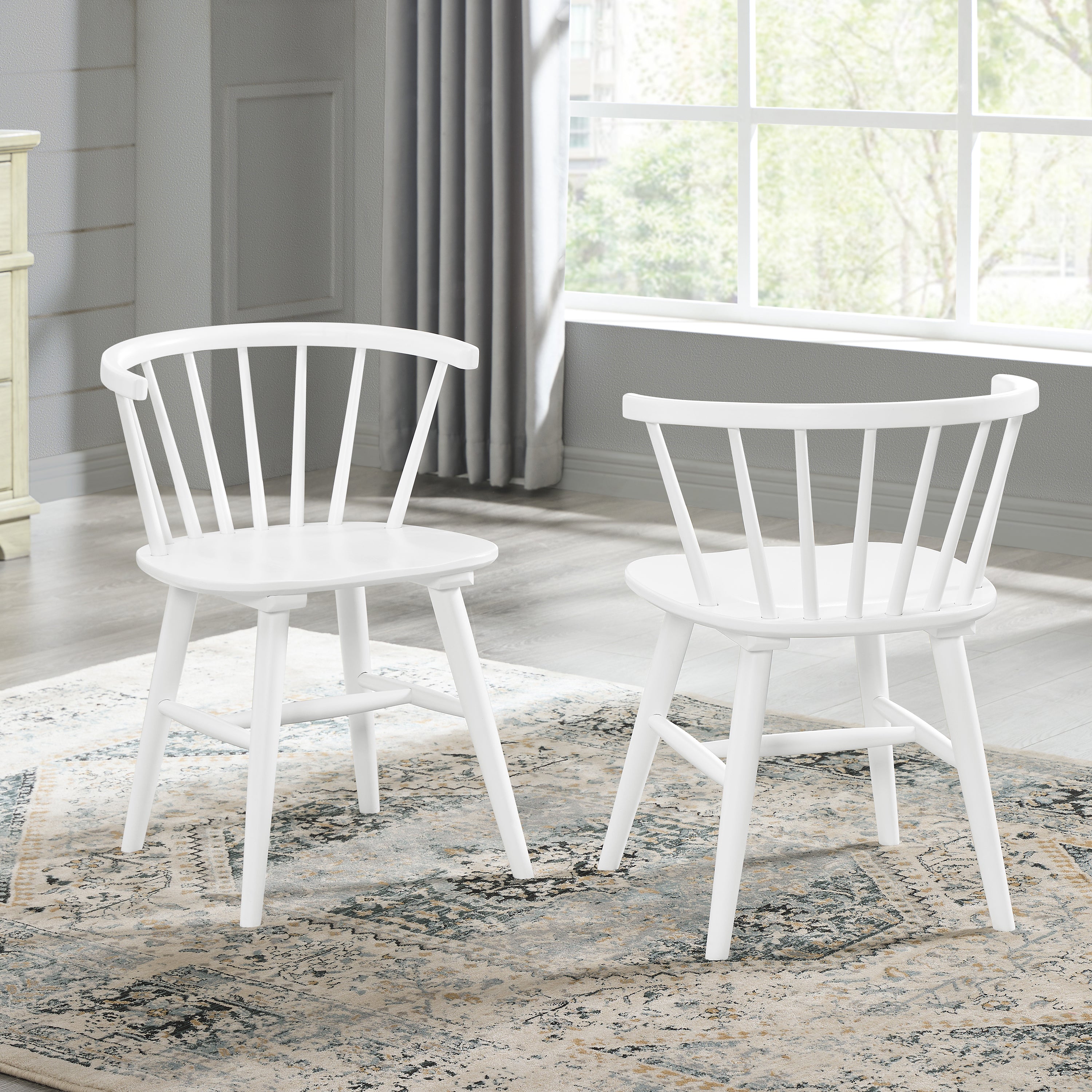 Edo White Wood 5-Piece Dining Set