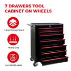 Rolling Metal Tool Chest with 7 Drawers - Black