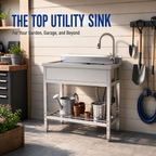 Stainless Steel Utility Sink, Freestanding Sink 2