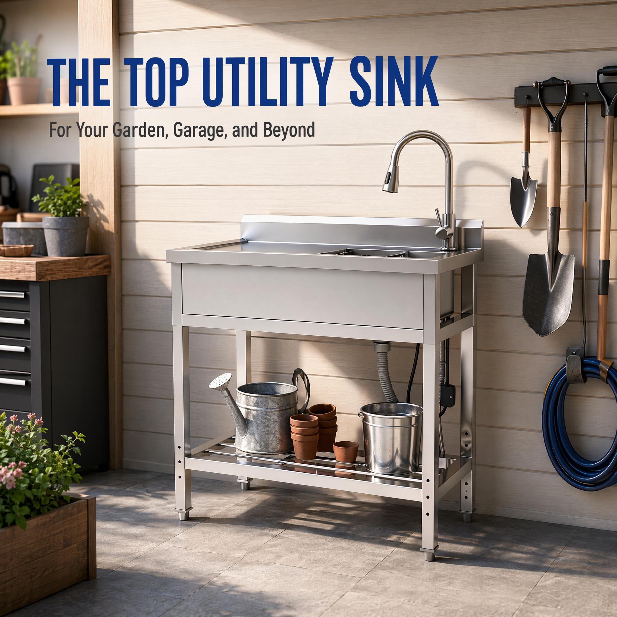 Stainless Steel Utility Sink, Freestanding Sink 2