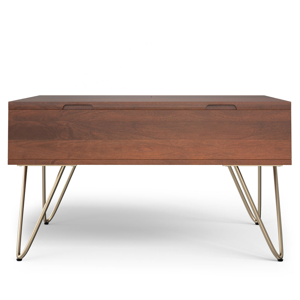 Hunter Solid Mango Wood Lift Top Square Coffee Table in Umber