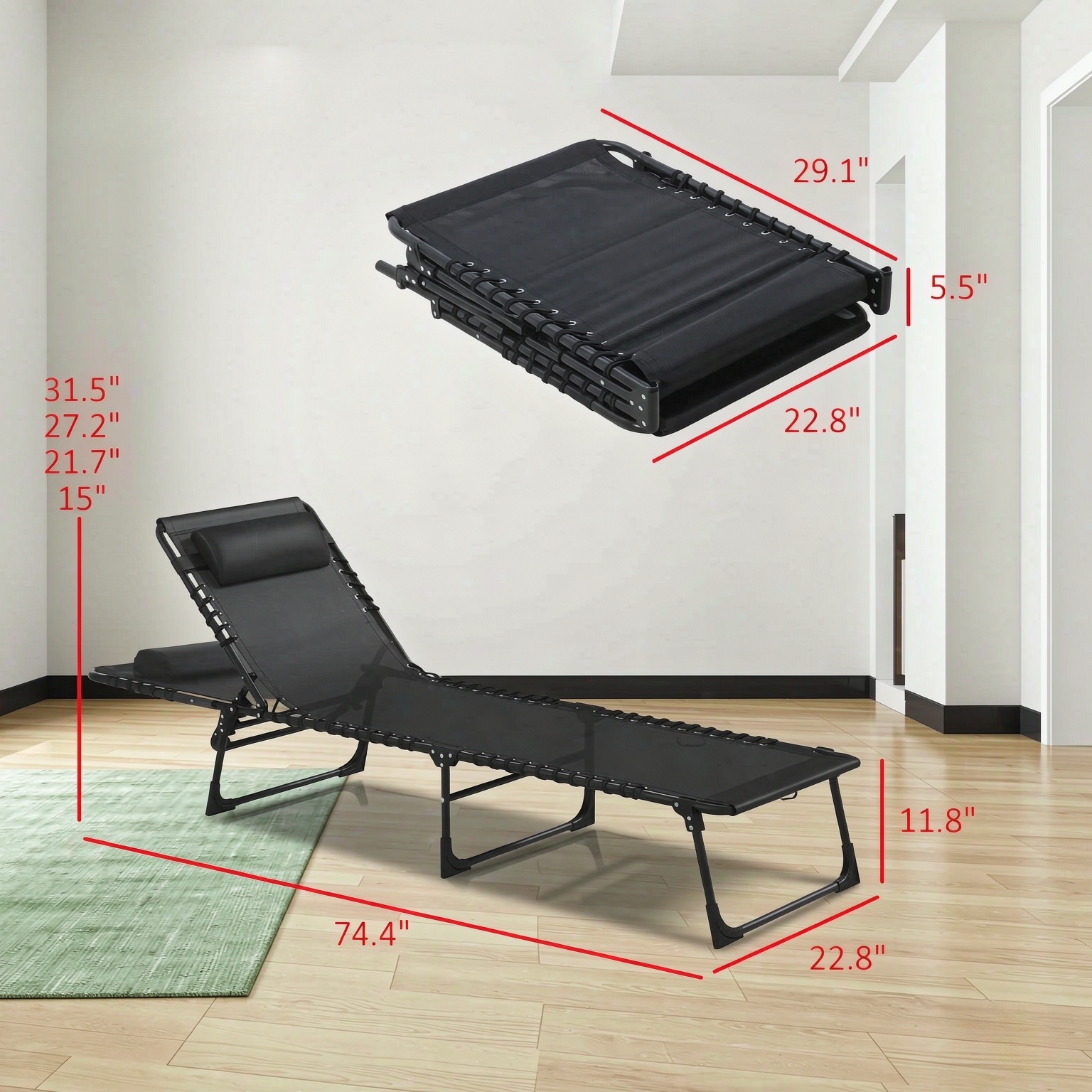 2-Piece Folding Chaise Lounge Pool Chairs