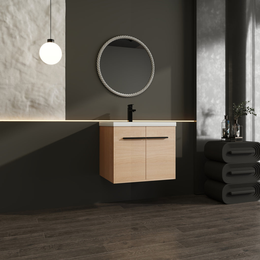 24" Wall Mounted Bathroom Vanity with Resin Basin