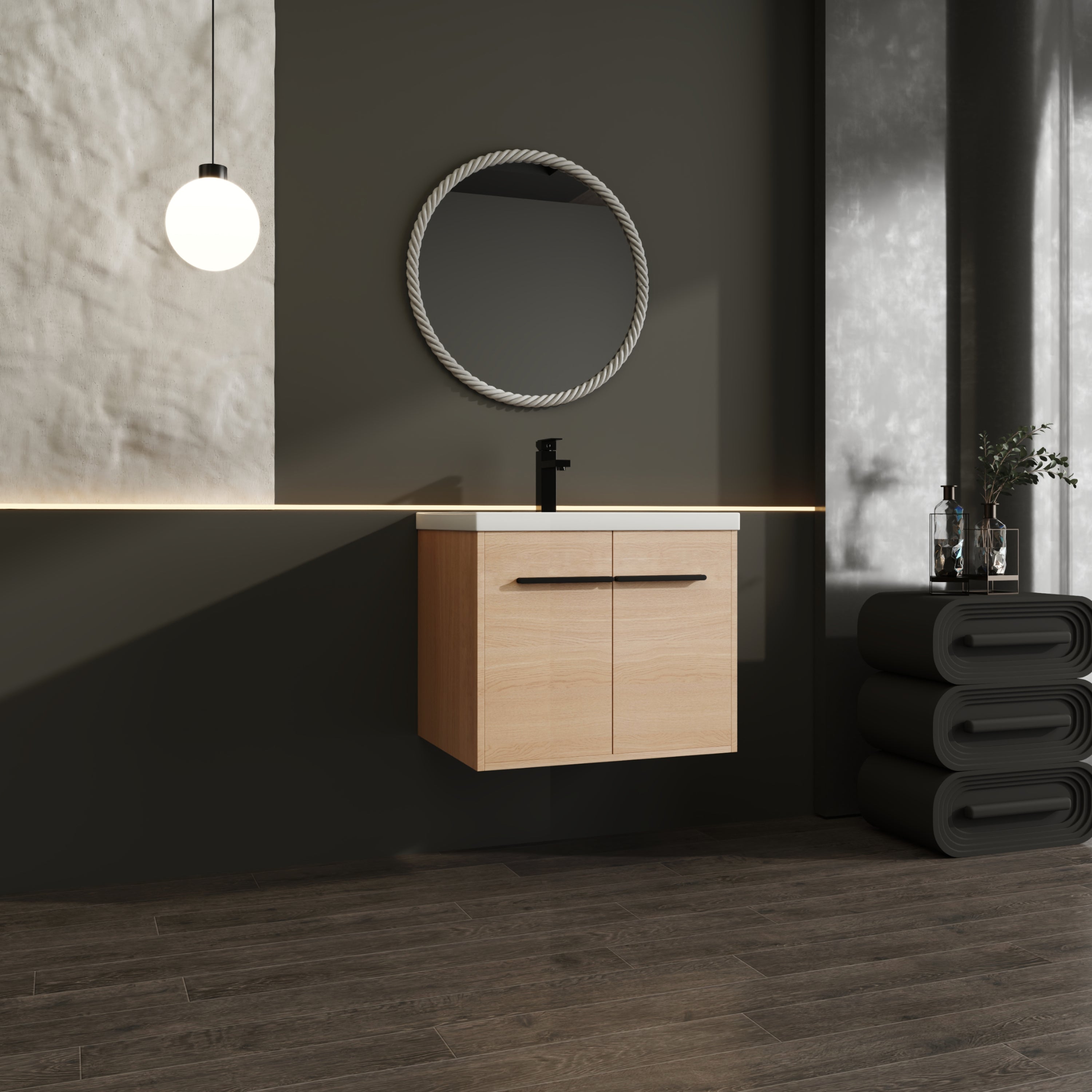 24" Wall Mounted Bathroom Vanity with Resin Basin