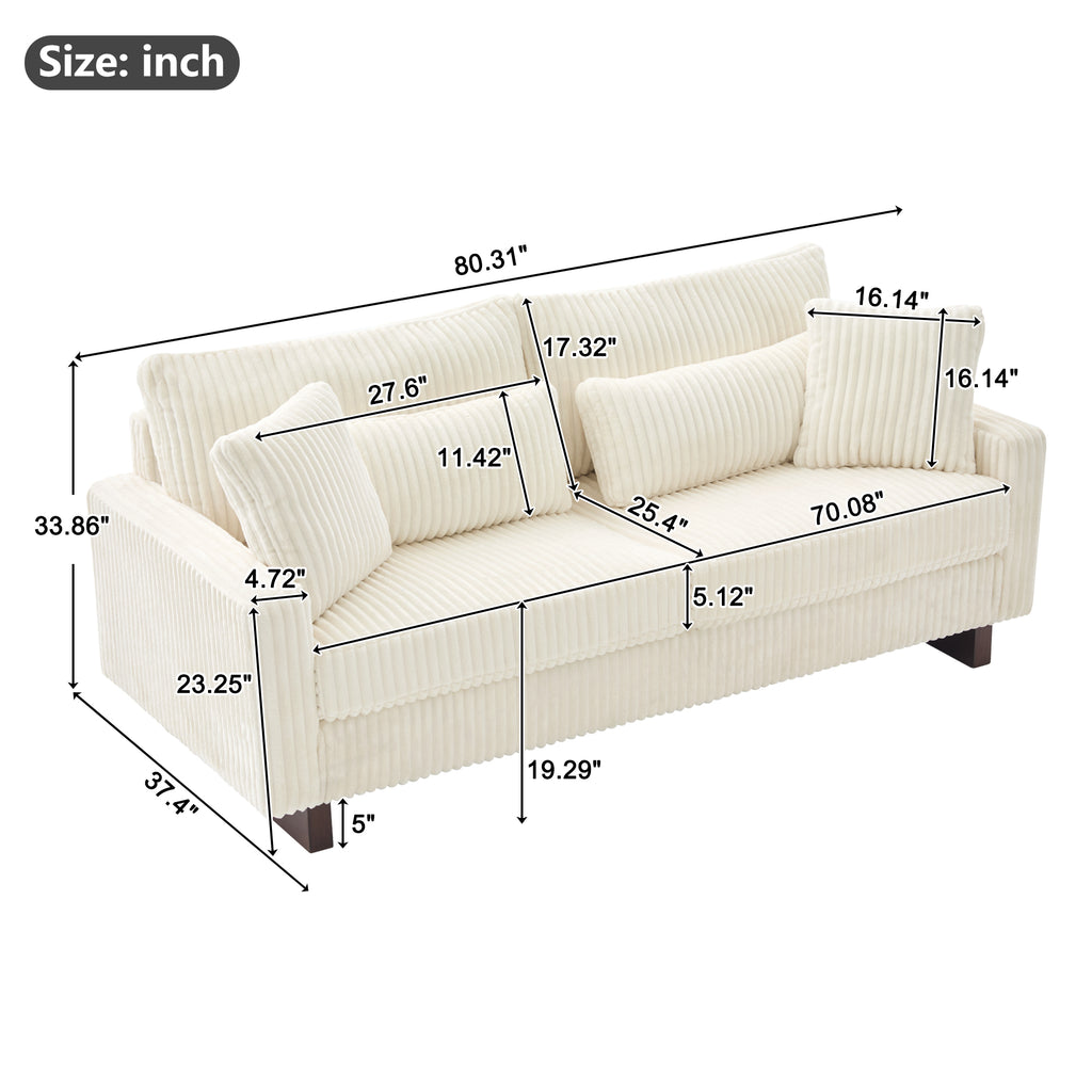Modern Loveseat Sofa with Four Pillows