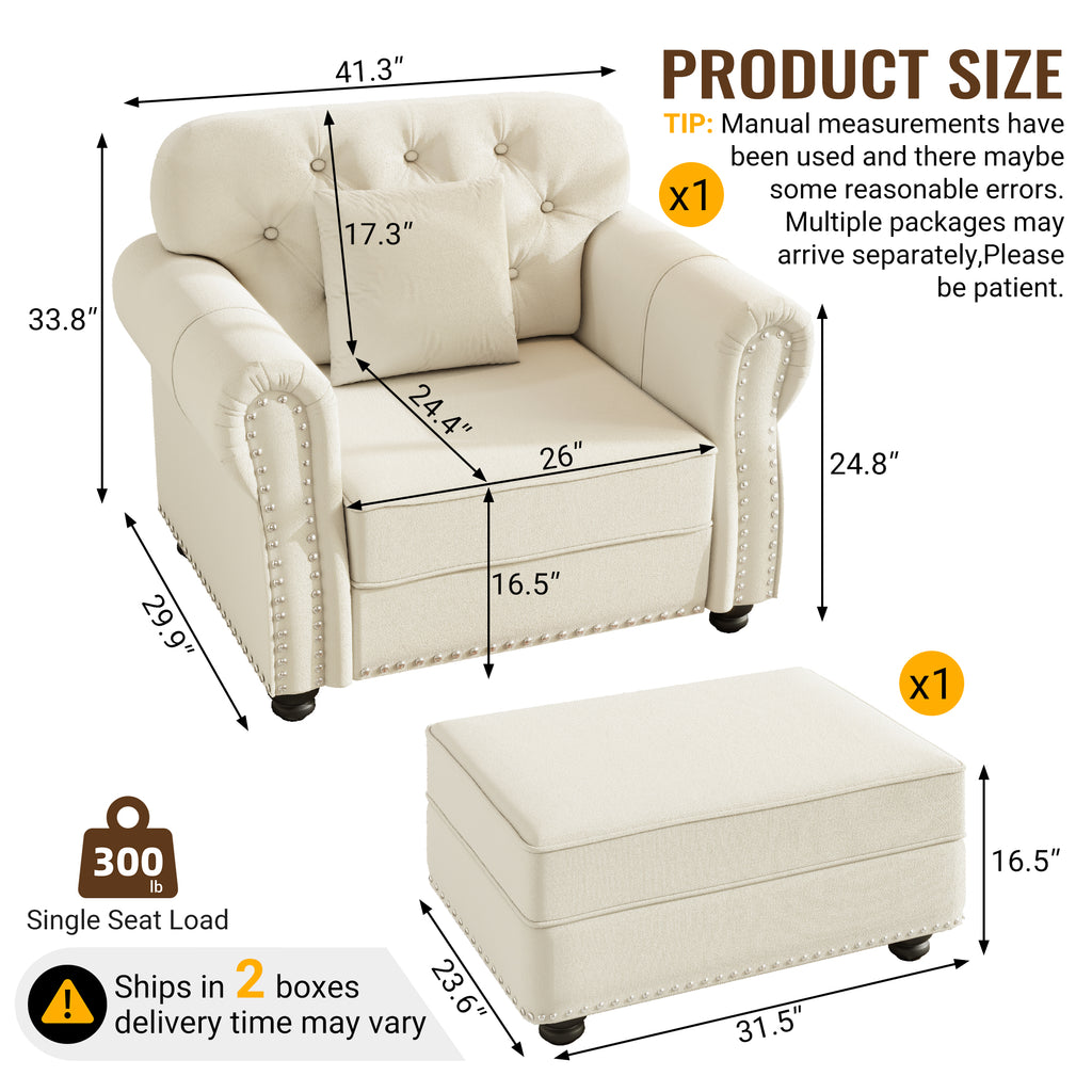 41.3" Upholstered Velvet Sofa with Nailhead Trim