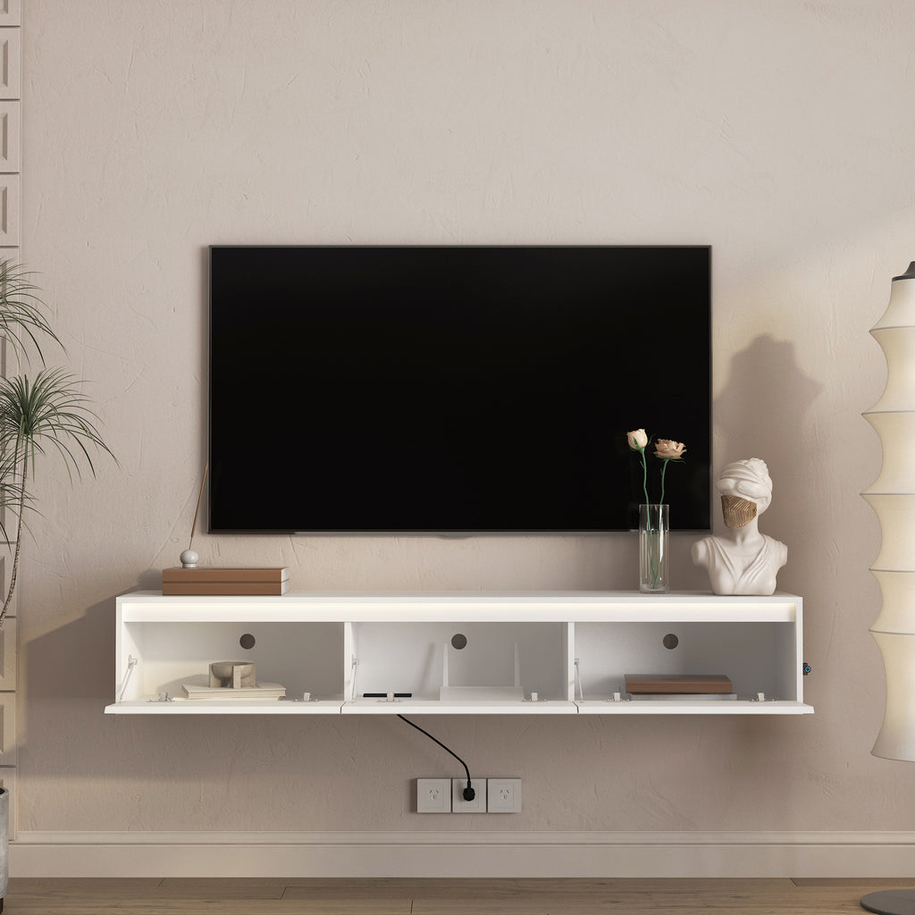 High-Gloss Suspended TV Cabinet