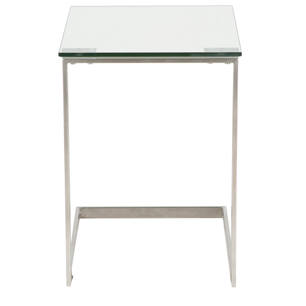 Zenn Contemporary End Table with Clear Glass