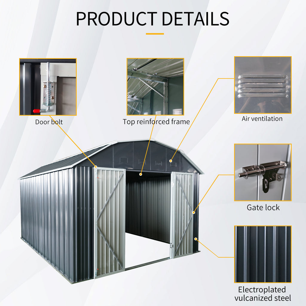 10 ft x 12 ft Outdoor Metal Storage Shed