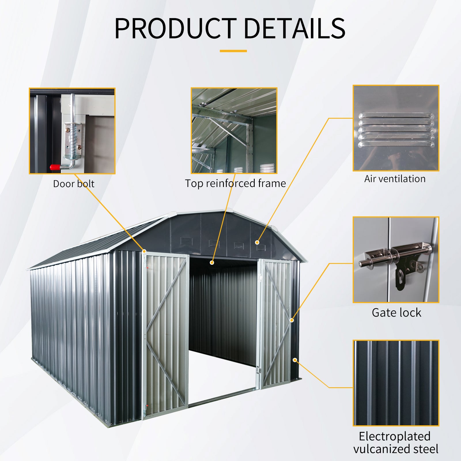 10 ft x 12 ft Outdoor Metal Storage Shed