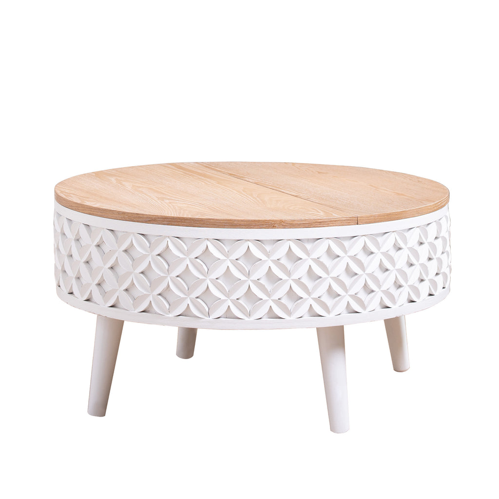 Round Coffee Table with Storage – 31.5" Lift-Top Accent Table