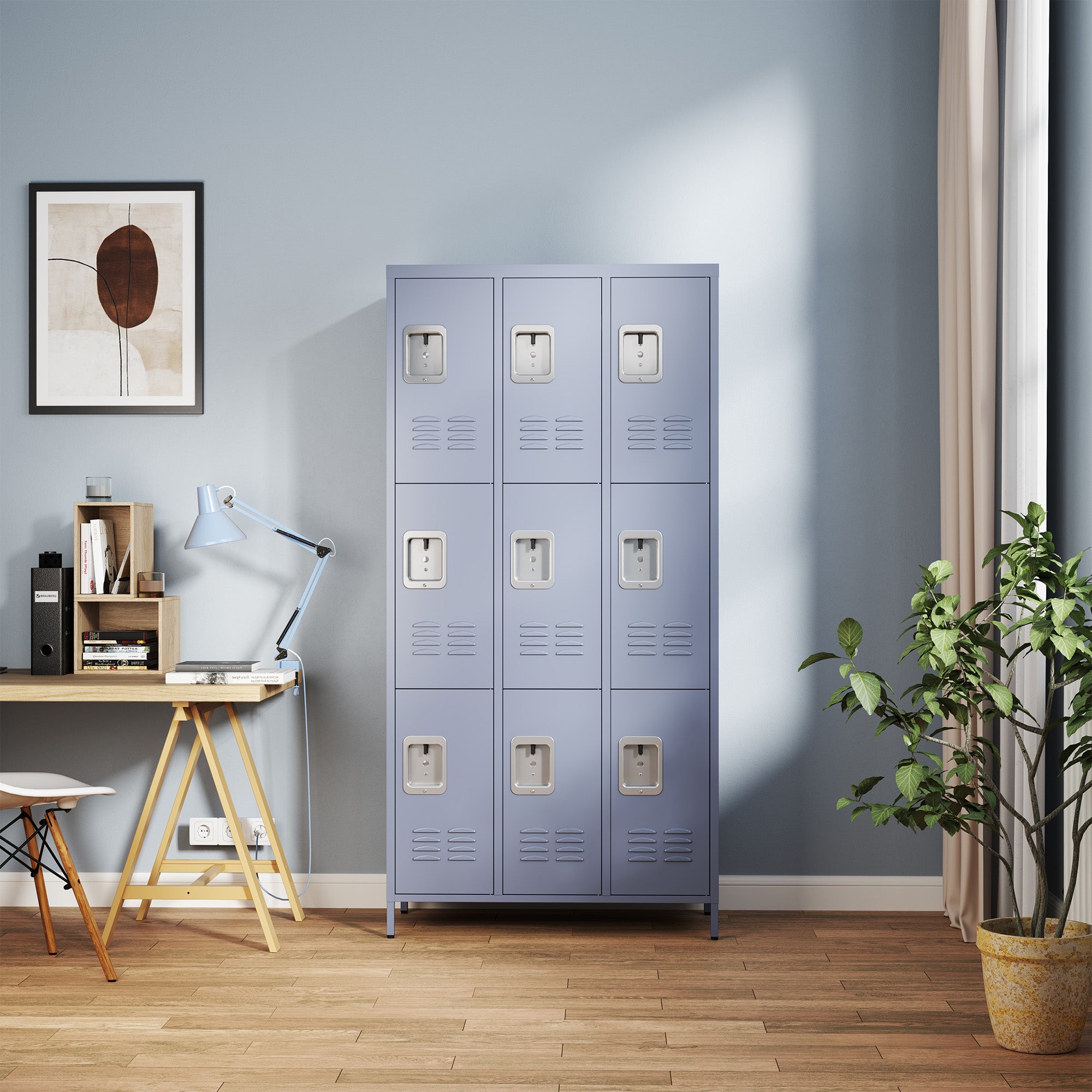 9 Door 72"H Metal Lockers With Lock