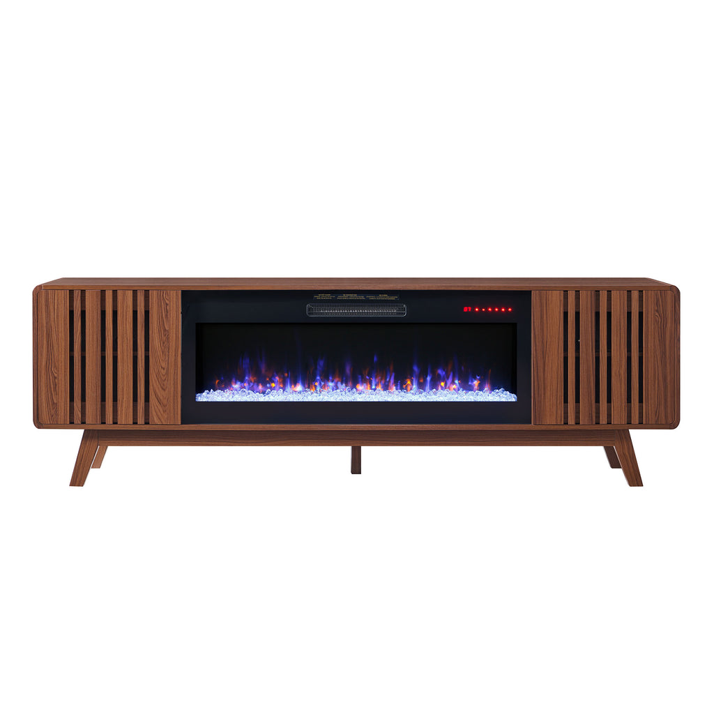 78 Inch Mid-Century Modern Electric Fireplace TV Stand