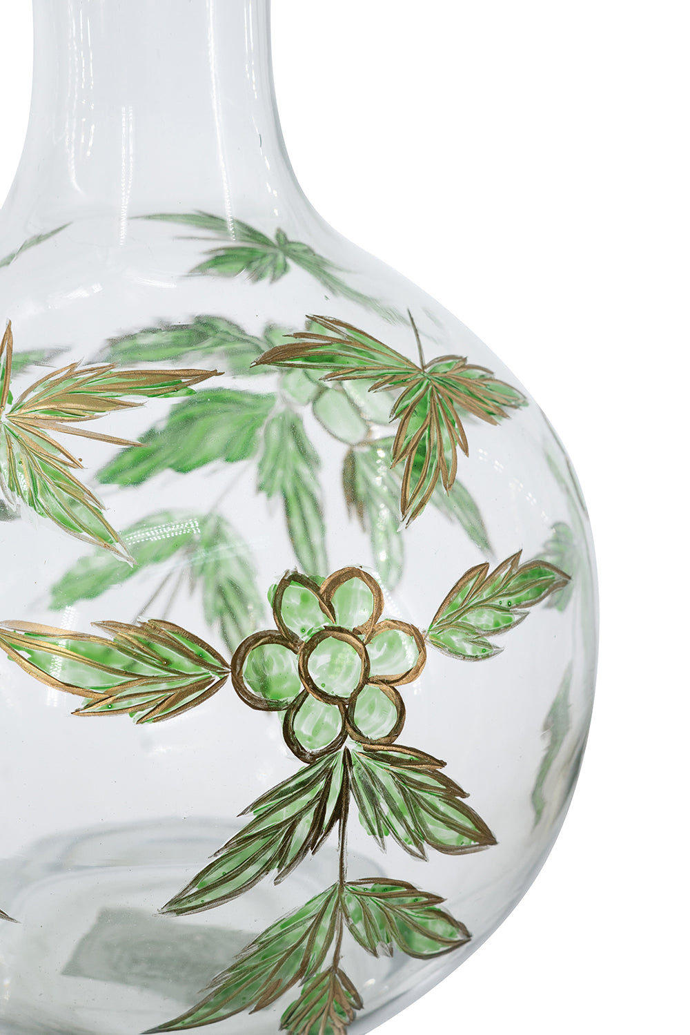 D7.9x11" Bulbous Clear Glass Vase with Slender Neck