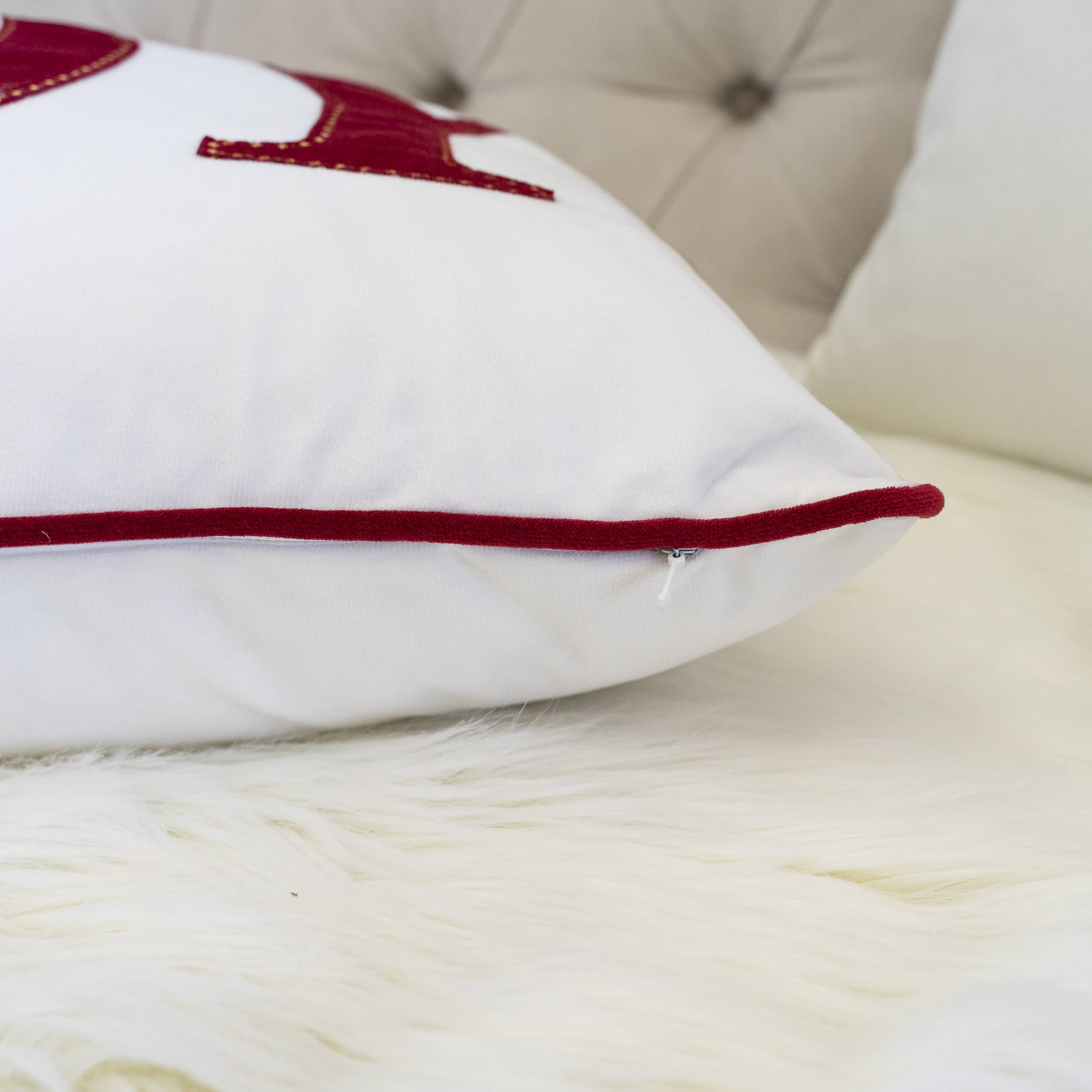 JOY Embroidered Christmas Throw Pillow