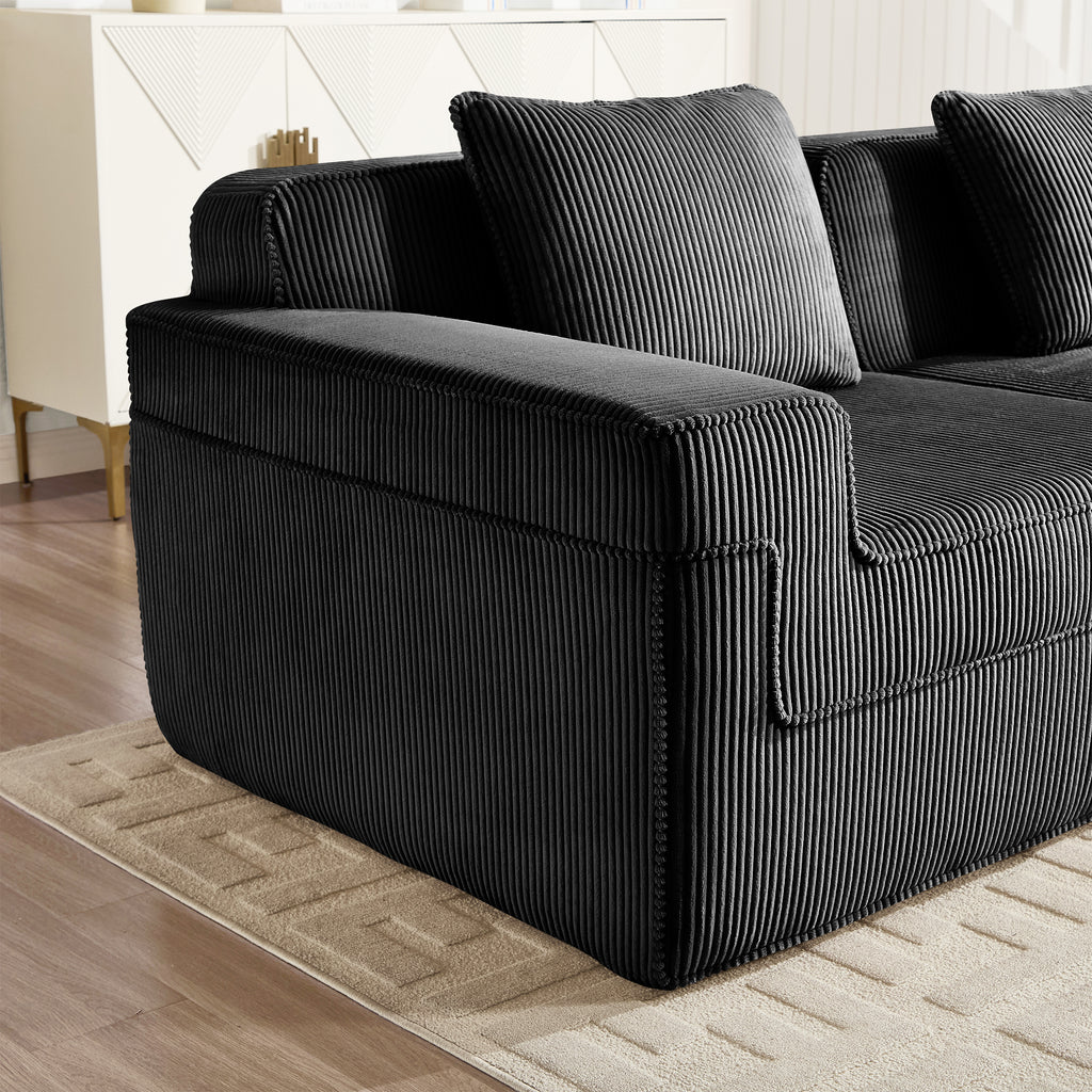 Armless Sofa With Pillow Corduroy