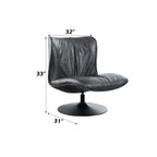 Piotr Black Leather Accent Chair