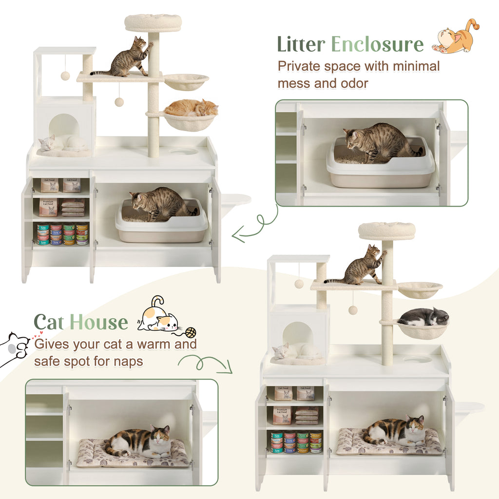 50.6" Cat Tree with Litter Box Enclosure