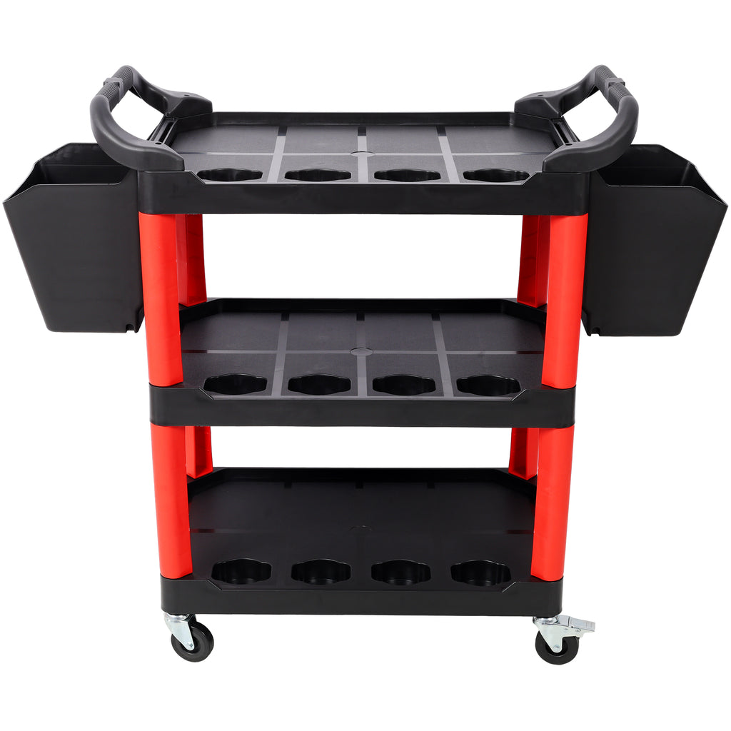 3 Tier Rolling Auto Detail Cart With Wheels, 2 Buckets