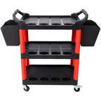 3 Tier Rolling Auto Detail Cart With Wheels, 2 Buckets
