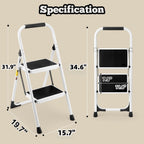 2 Step Ladder - Folding Step Stool with Anti-Slip Features