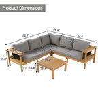 4 Pieces Outdoor Acacia Wood Sofa Set