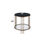 Abisha Sintered Stone Top & Champagne Finish End Table