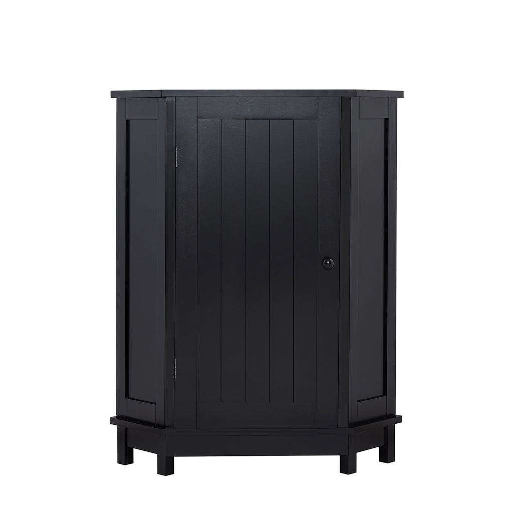 Black Triangle Corner Bathroom Cabinet with Adjustable Shelf