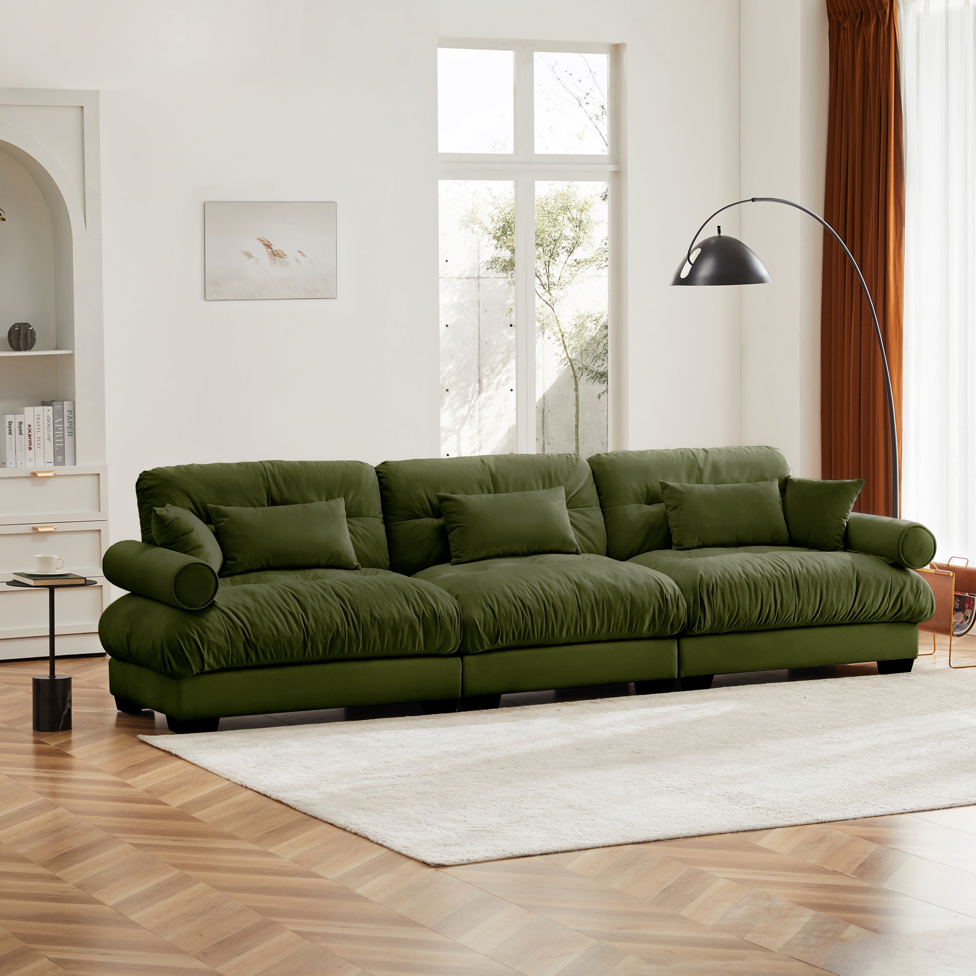 Extra Large 3 Seat Modern Velvet Sofa